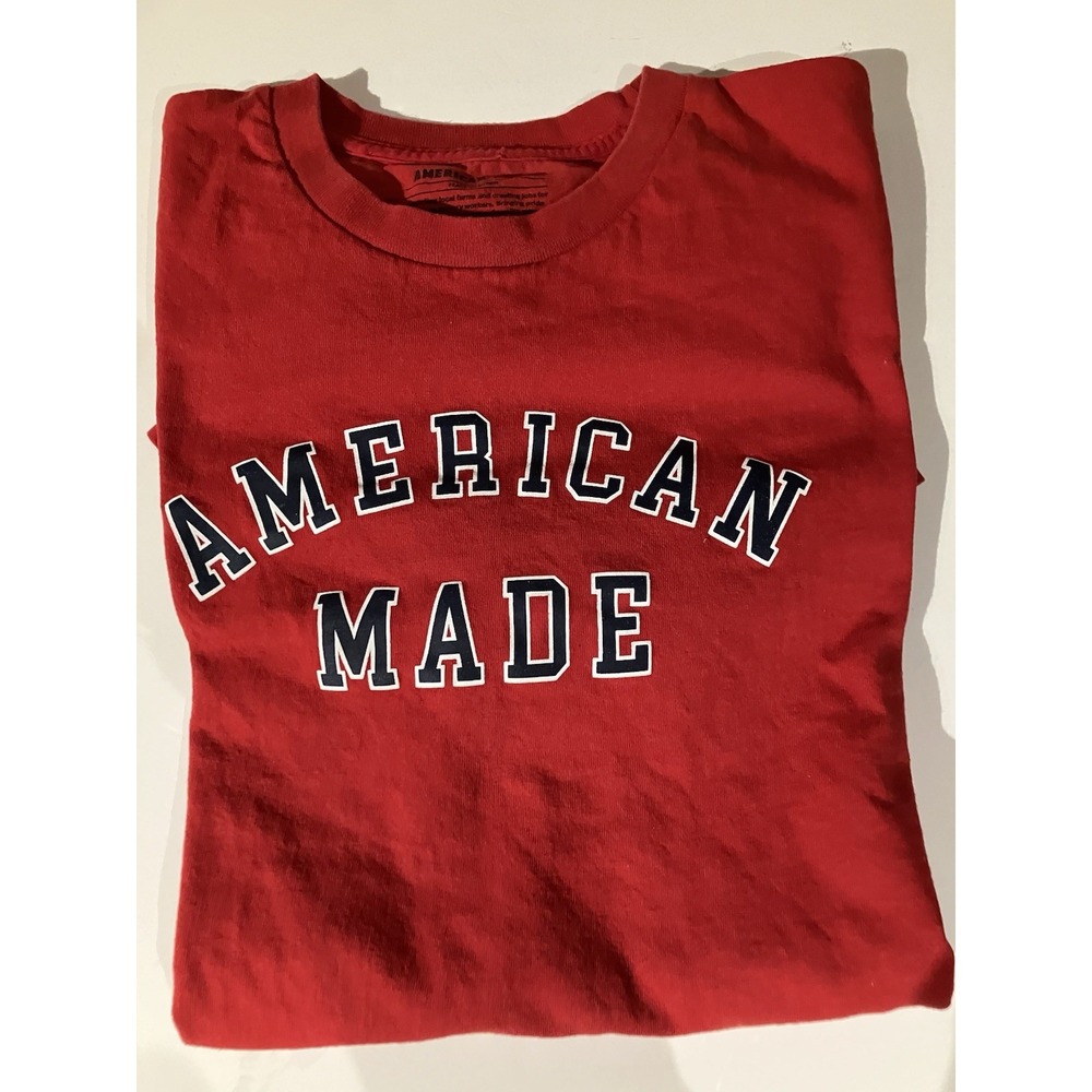 American Giant T-Shirt Mens Large Red Excellent American Made Graphic Tee